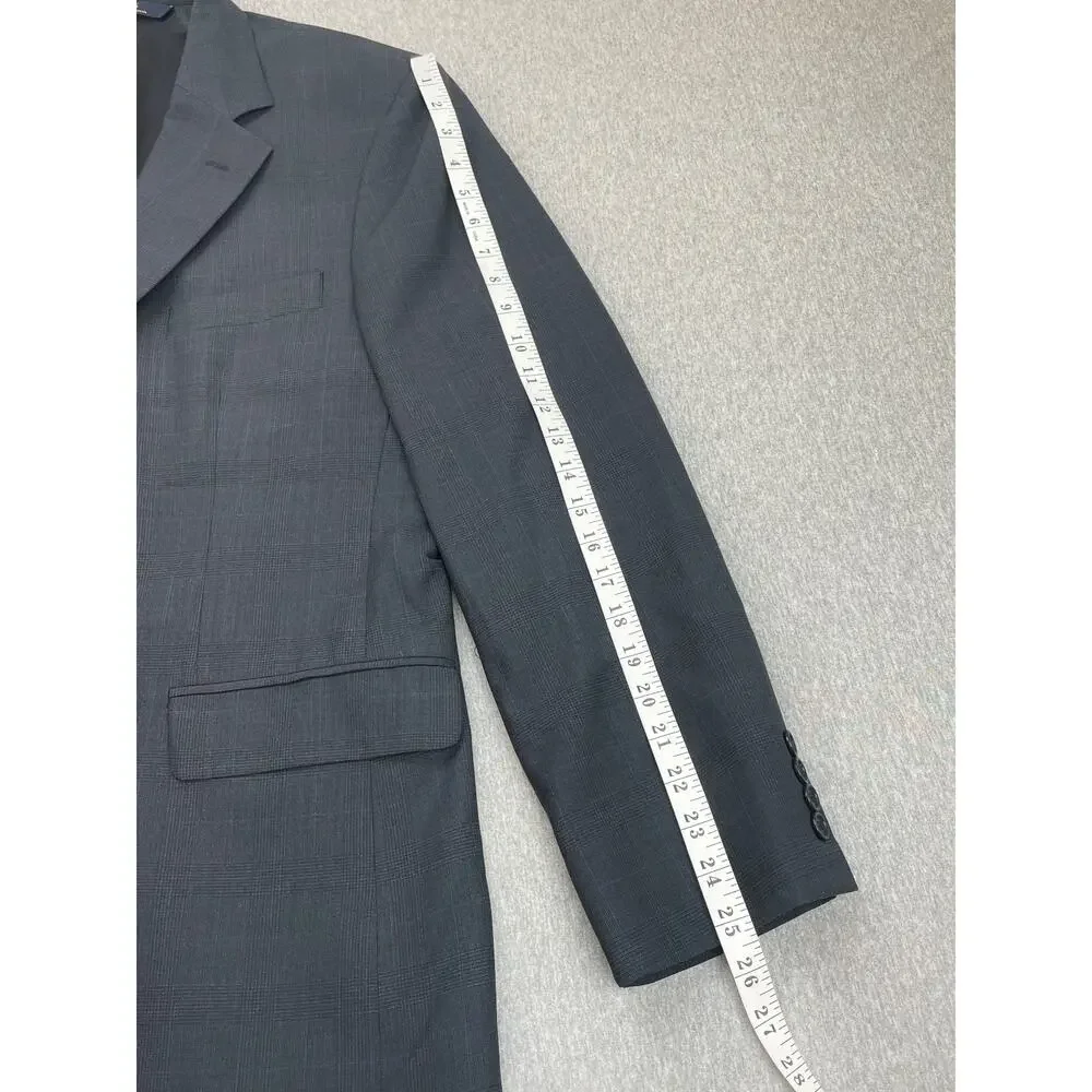Brooks Brothers 346 Blazer Men 42R‎ Gray Plaid Wool Blend Stretch 2-Button